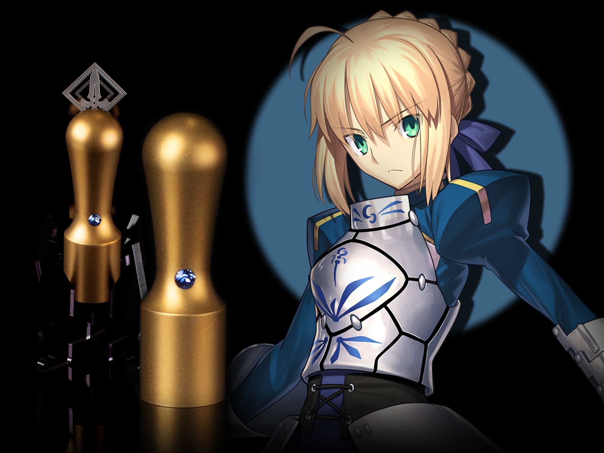 アルトリア・ペンドラゴンのイラストとゴールドチタン印の写真