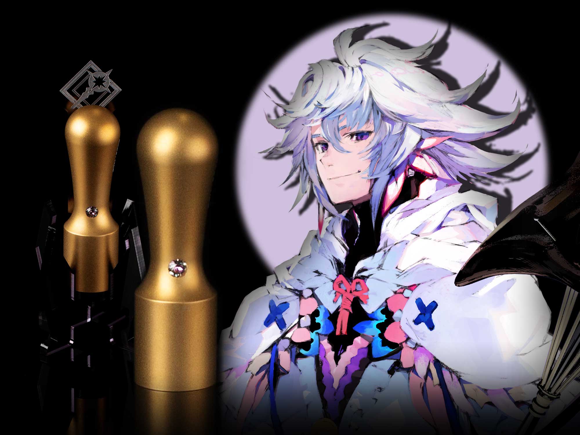 マーリンのイラストとゴールドチタン印の写真