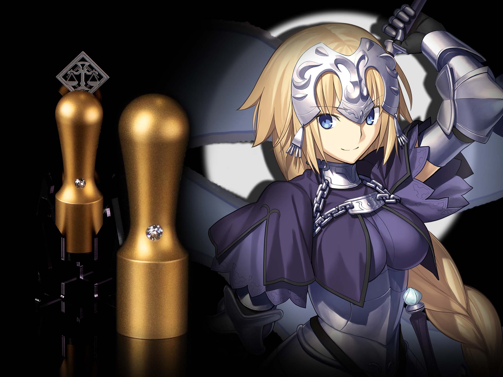 ジャンヌダルクのイラストとゴールドチタン印の写真